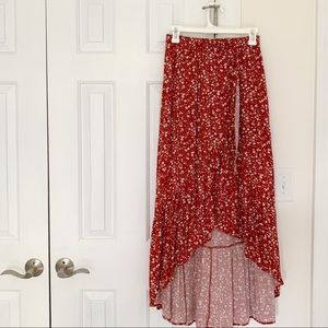 Floral High Low Skirt